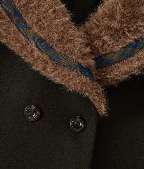 Fur Sailor Collar Wool Coat_Khaki
