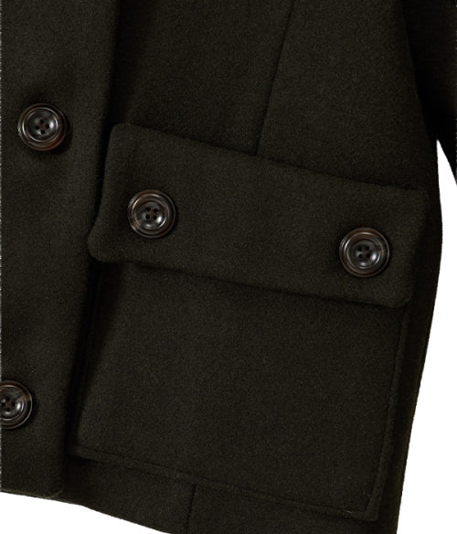 Fur Sailor Collar Wool Coat_Khaki