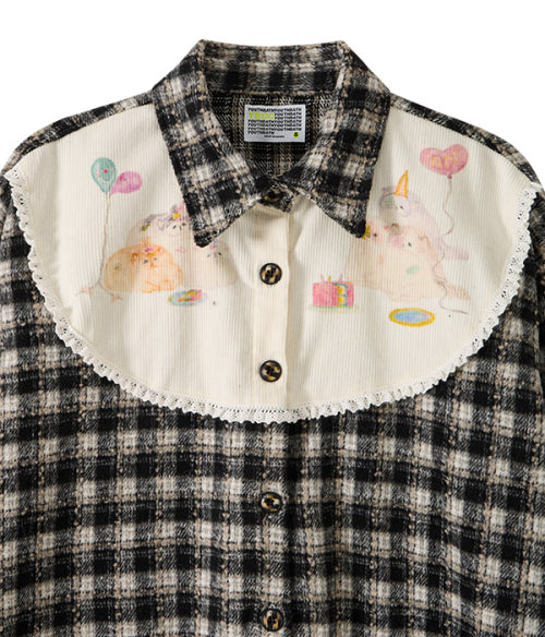 Bib Front Check Overshirt_Black