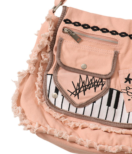 Damage Washed Cross Bag_Coral