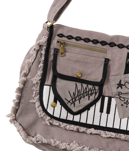 Damage Washed Cross Bag_Charcoal