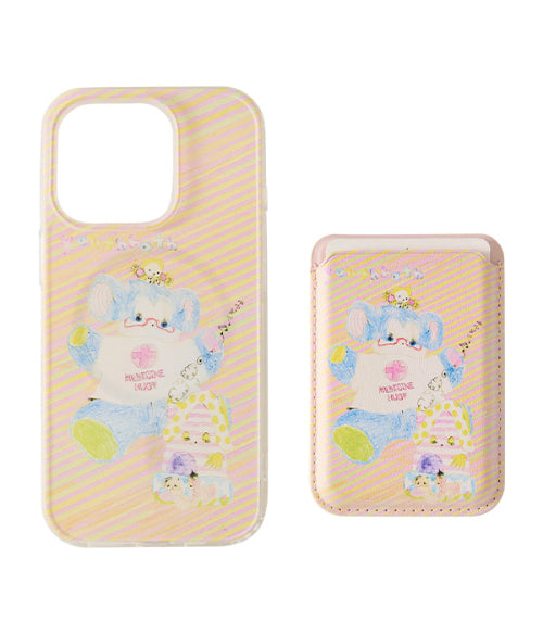 MagSafe Card Wallet Phone Case_Coral Bear