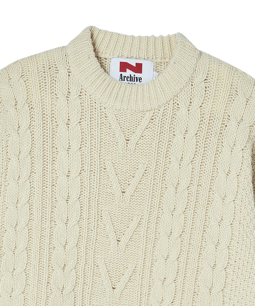 [COLLECTION LINE] HOCKNEY COLOR PALETTE FISHER MAN WOOL KNIT IVORY