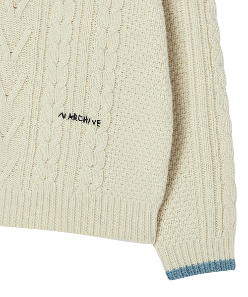 [COLLECTION LINE] HOCKNEY COLOR PALETTE FISHER MAN WOOL KNIT IVORY