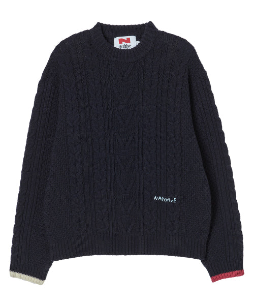 [COLLECTION LINE] HOCKNEY COLOR PALETTE FISHER MAN WOOL KNIT NAVY
