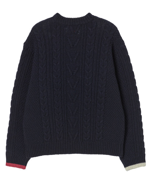 [COLLECTION LINE] HOCKNEY COLOR PALETTE FISHER MAN WOOL KNIT NAVY