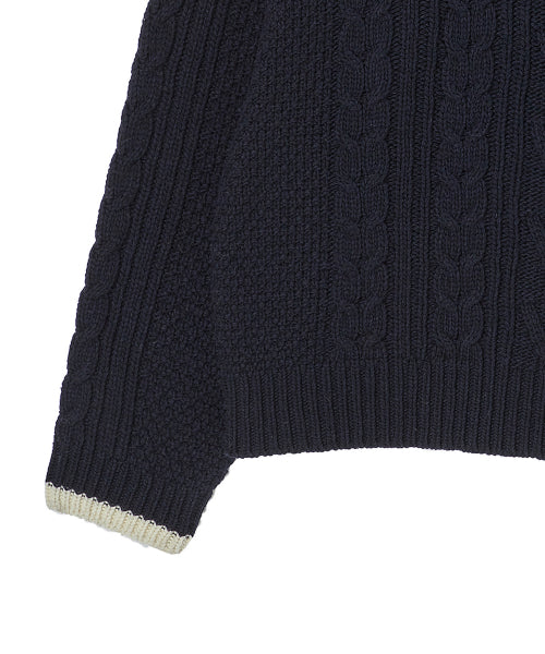 [COLLECTION LINE] HOCKNEY COLOR PALETTE FISHER MAN WOOL KNIT NAVY