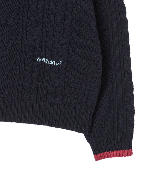 [COLLECTION LINE] HOCKNEY COLOR PALETTE FISHER MAN WOOL KNIT NAVY