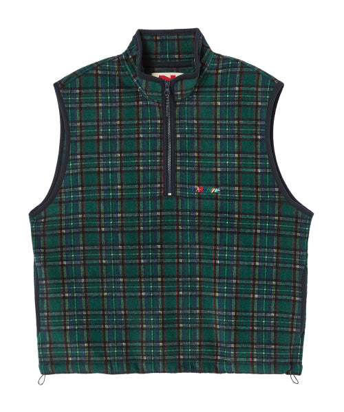 [COLLECTION LINE] RETRO CHECK UNIQUE LOGO HALF ZIP-UP FLEECE GREEN