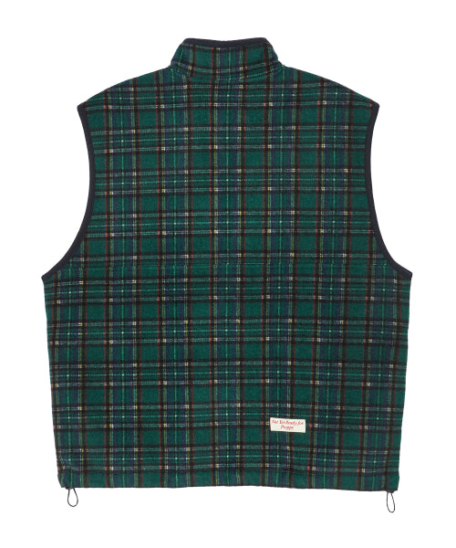 [COLLECTION LINE] RETRO CHECK UNIQUE LOGO HALF ZIP-UP FLEECE GREEN