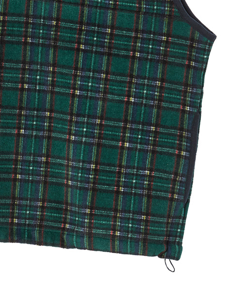 [COLLECTION LINE] RETRO CHECK UNIQUE LOGO HALF ZIP-UP FLEECE GREEN