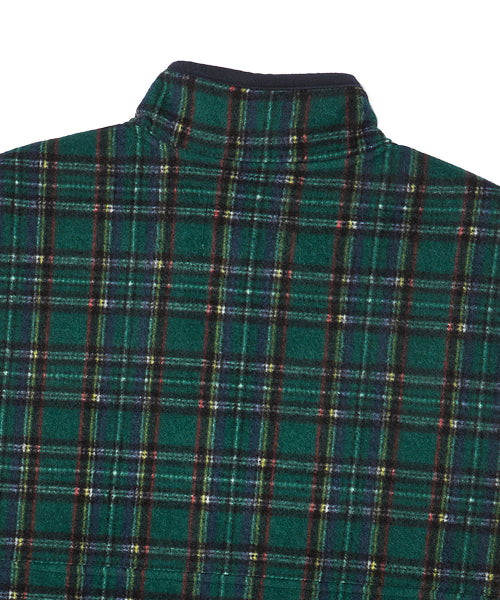 [COLLECTION LINE] RETRO CHECK UNIQUE LOGO HALF ZIP-UP FLEECE GREEN