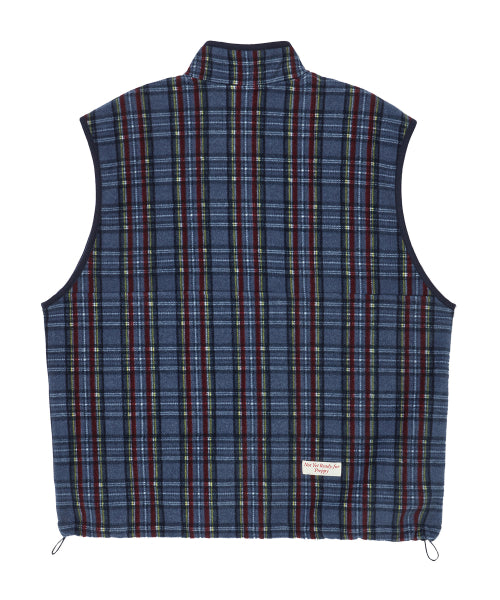 [COLLECTION LINE] RETRO CHECK UNIQUE LOGO HALF ZIP-UP FLEECE NAVY