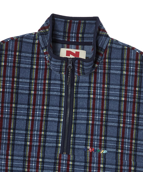 [COLLECTION LINE] RETRO CHECK UNIQUE LOGO HALF ZIP-UP FLEECE NAVY