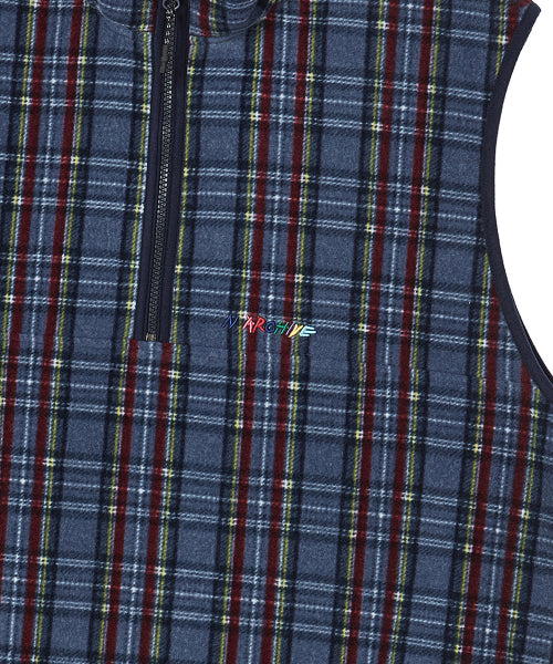 [COLLECTION LINE] RETRO CHECK UNIQUE LOGO HALF ZIP-UP FLEECE NAVY