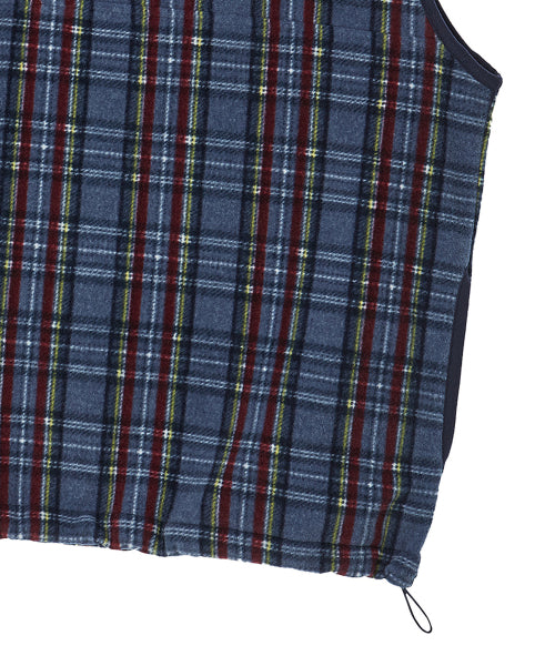 [COLLECTION LINE] RETRO CHECK UNIQUE LOGO HALF ZIP-UP FLEECE NAVY