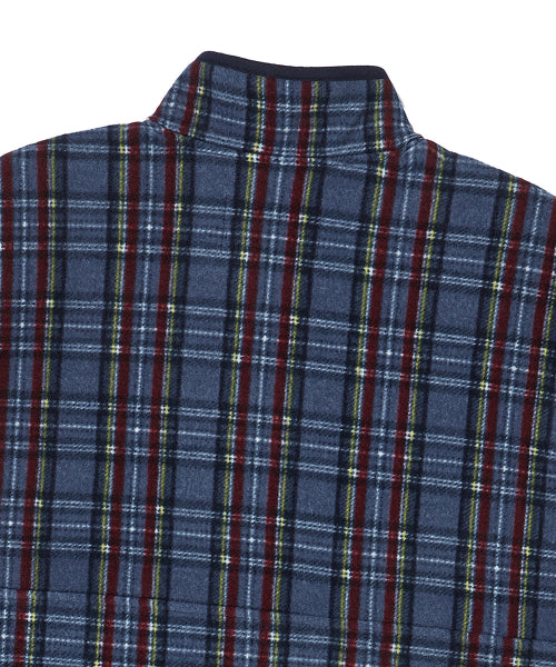 [COLLECTION LINE] RETRO CHECK UNIQUE LOGO HALF ZIP-UP FLEECE NAVY