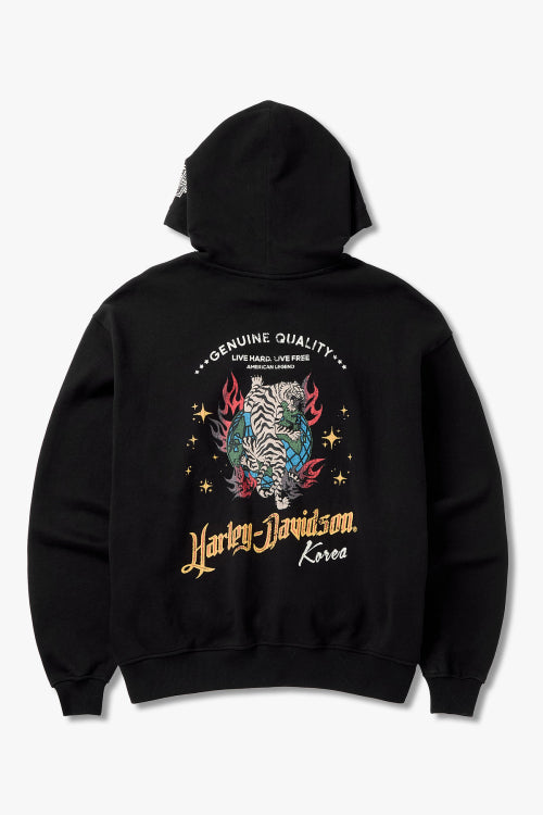 [Korea] Flame Tiger Pullover Hoodie Black_HH15309321