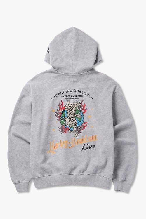[Korea] Flame Tiger Pullover Hoodie Melange Gray_HH15309321