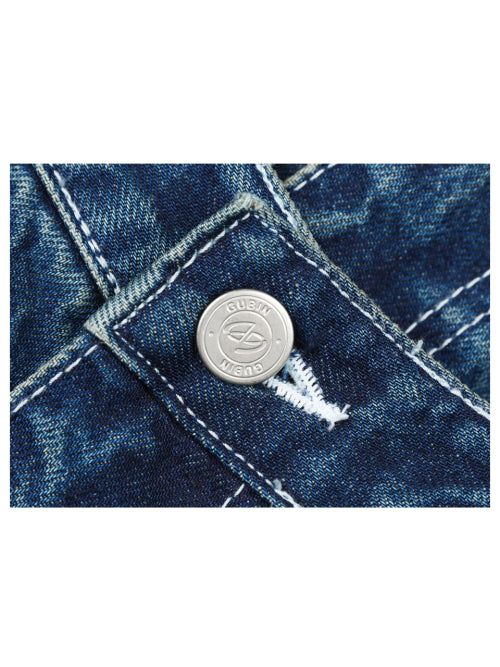 Vintage Washing Double Layer Flared Jeans - MidBlue