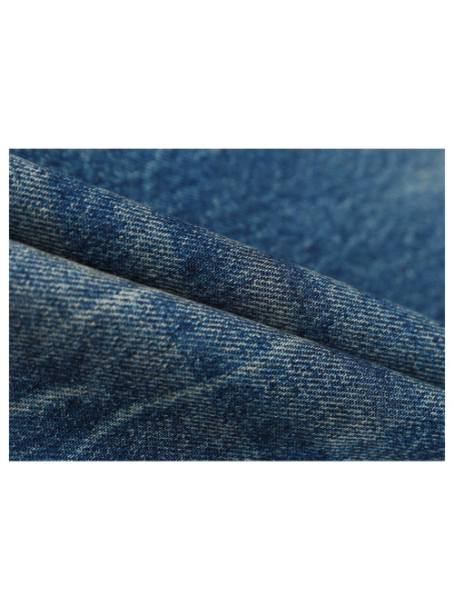 Vintage Washing Double Layer Flared Jeans - MidBlue