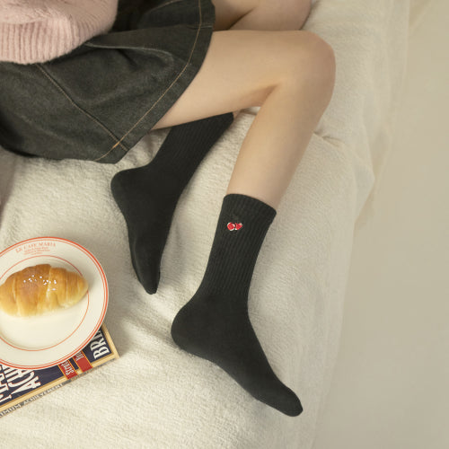 Basic Cherry Point Crew Socks Black 5 Packs