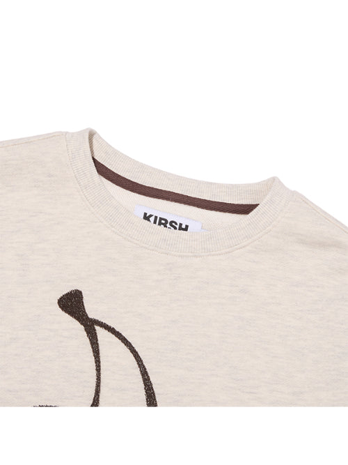 Big Cherry Embroidery Cropped Sweatshirt [Oatmeal]