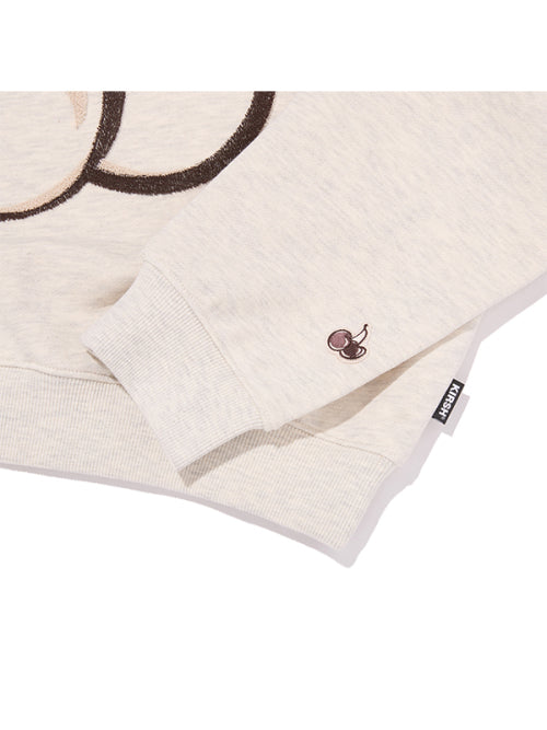 Big Cherry Embroidery Cropped Sweatshirt [Oatmeal]