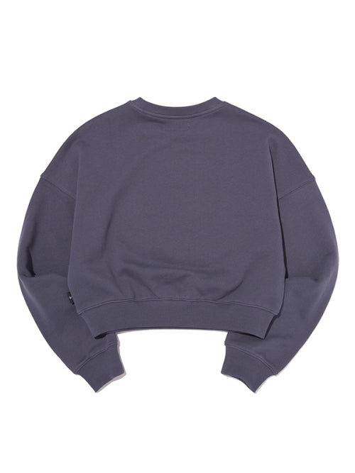 Big Cherry grass embroidery cropped sweatshirt [Navy]