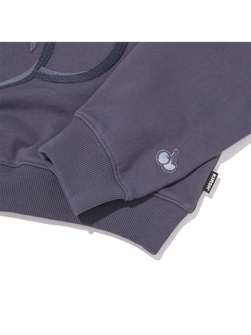 Big Cherry grass embroidery cropped sweatshirt [Navy]