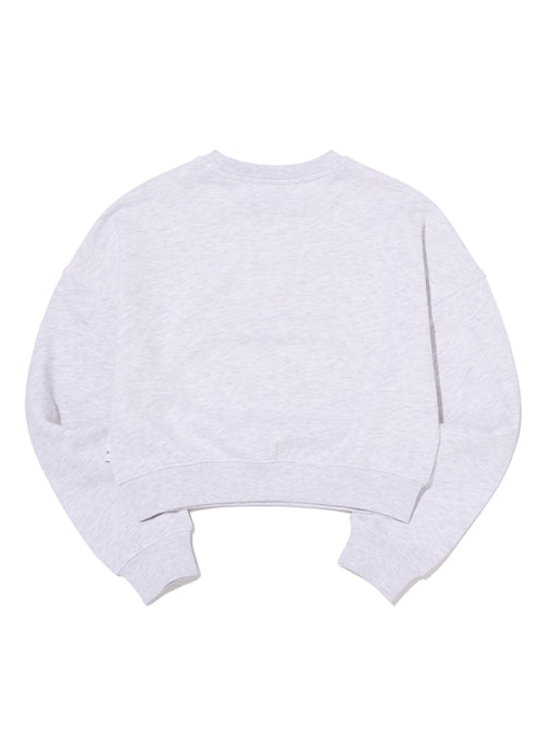 Big Cherry grass embroidery cropped sweatshirt [Melange Gray]