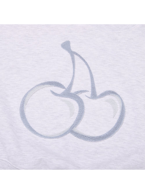 Big Cherry grass embroidery cropped sweatshirt [Melange Gray]