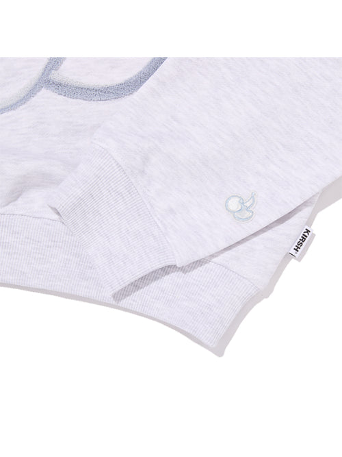 Big Cherry grass embroidery cropped sweatshirt [Melange Gray]