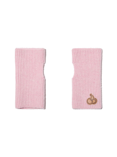 Cherry Knit Gloves & Warmer Set [Pink]