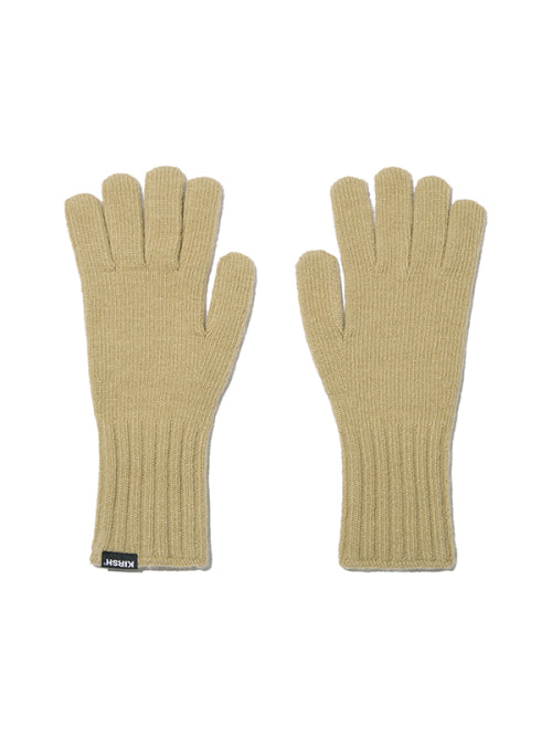 Cherry Knit Gloves & Warmer Set [Light Khaki]