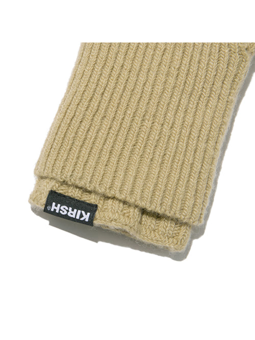 Cherry Knit Gloves & Warmer Set [Light Khaki]
