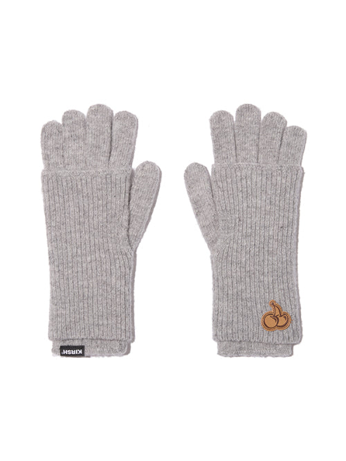 Cherry Knit Gloves & Warmers Set [Melange Gray]