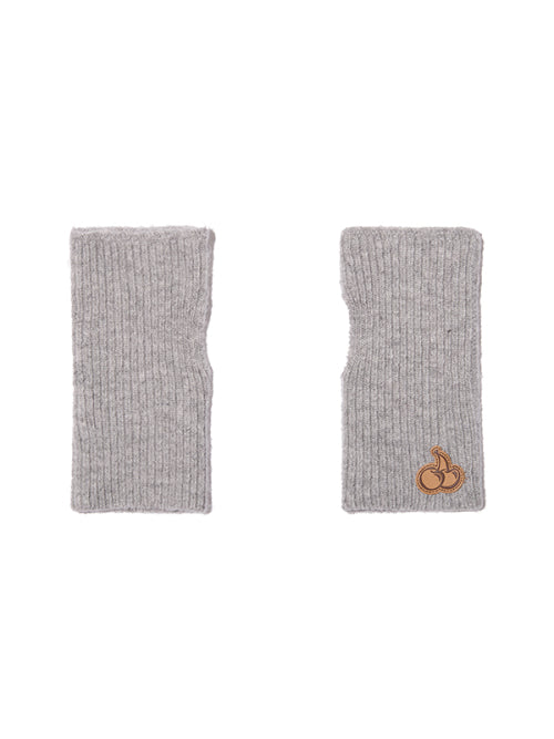 Cherry Knit Gloves & Warmers Set [Melange Gray]