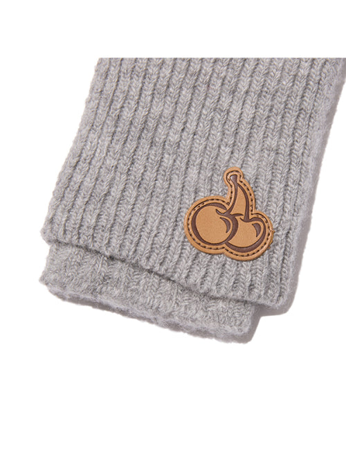 Cherry Knit Gloves & Warmers Set [Melange Gray]