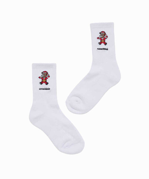 AC BEAR SANTA SOCKS WHITE
