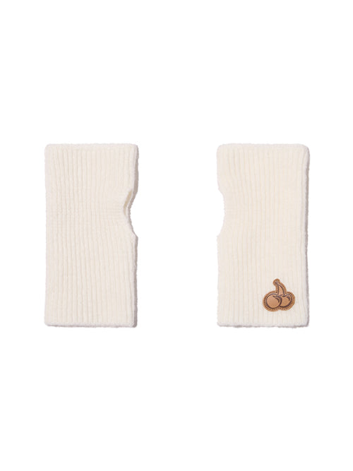 Cherry Knit Gloves & Warmer Set [Ivory]