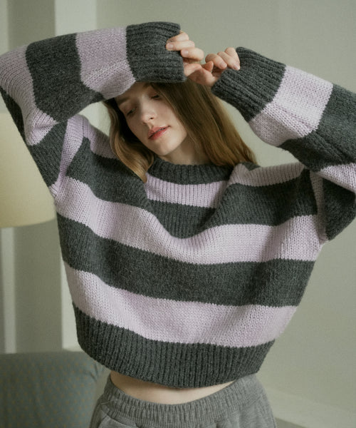 Wool Color Scheme Striped Knit (Charcoal)