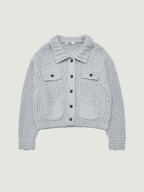 AURORA COLLAR KNIT JACKET (LIGHT GRAY)