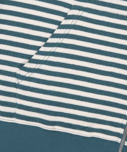[HOME ALONe] Striped Waffle Zip Up Hoodie Blue