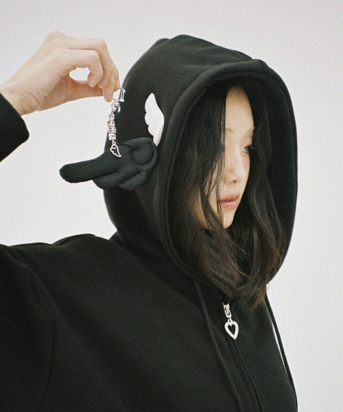 Angel Wing Keyring - Black