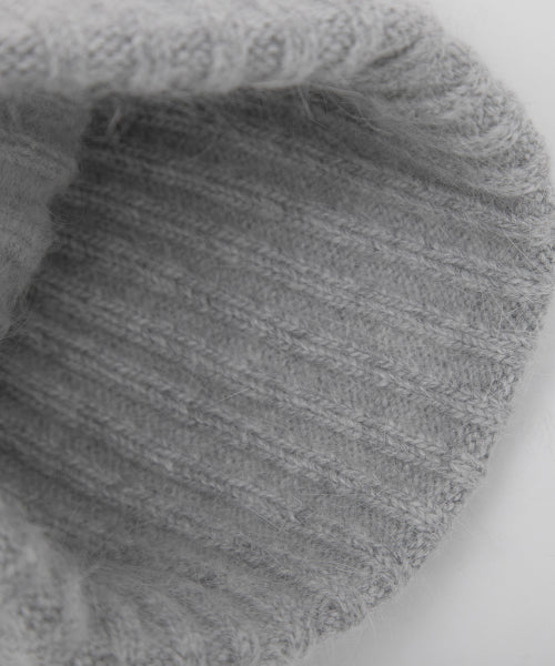 LACE LABEL ANGORA KNIT BEANIE MELANGE GRAY