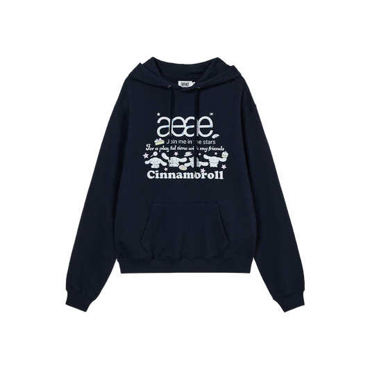 AEAE Cinnamoroll Web Logo Loosed Hoodie Navy