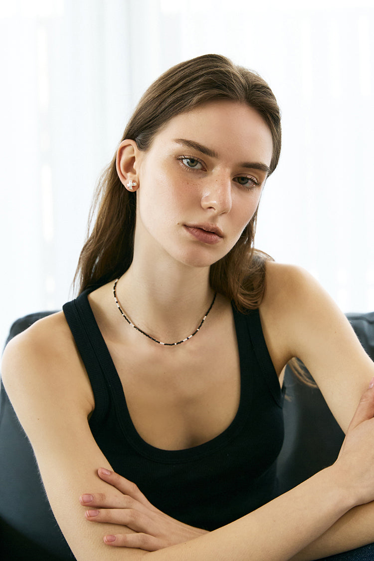 ★[RIIZE Wonbin Worn] 【JUSTLOVER】Midnight Pearl Shine Necklace