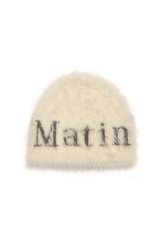 MATIN HAIRY KNIT BEANIE IN LIGHT BEIGE
