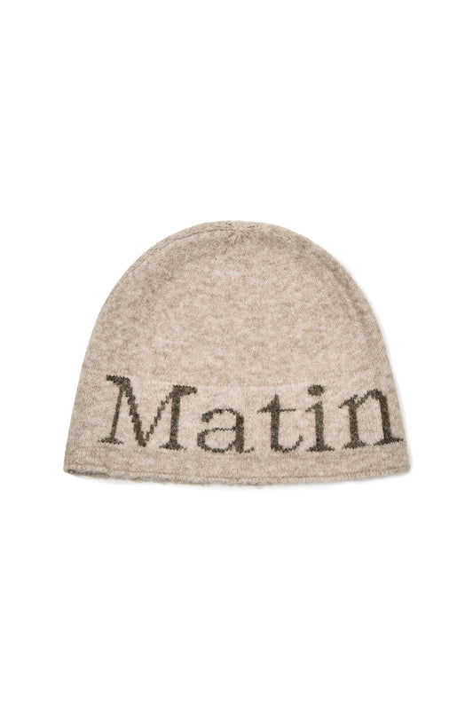 MATIN LOGO BOUCLE KNIT BEANIE IN BEIGE